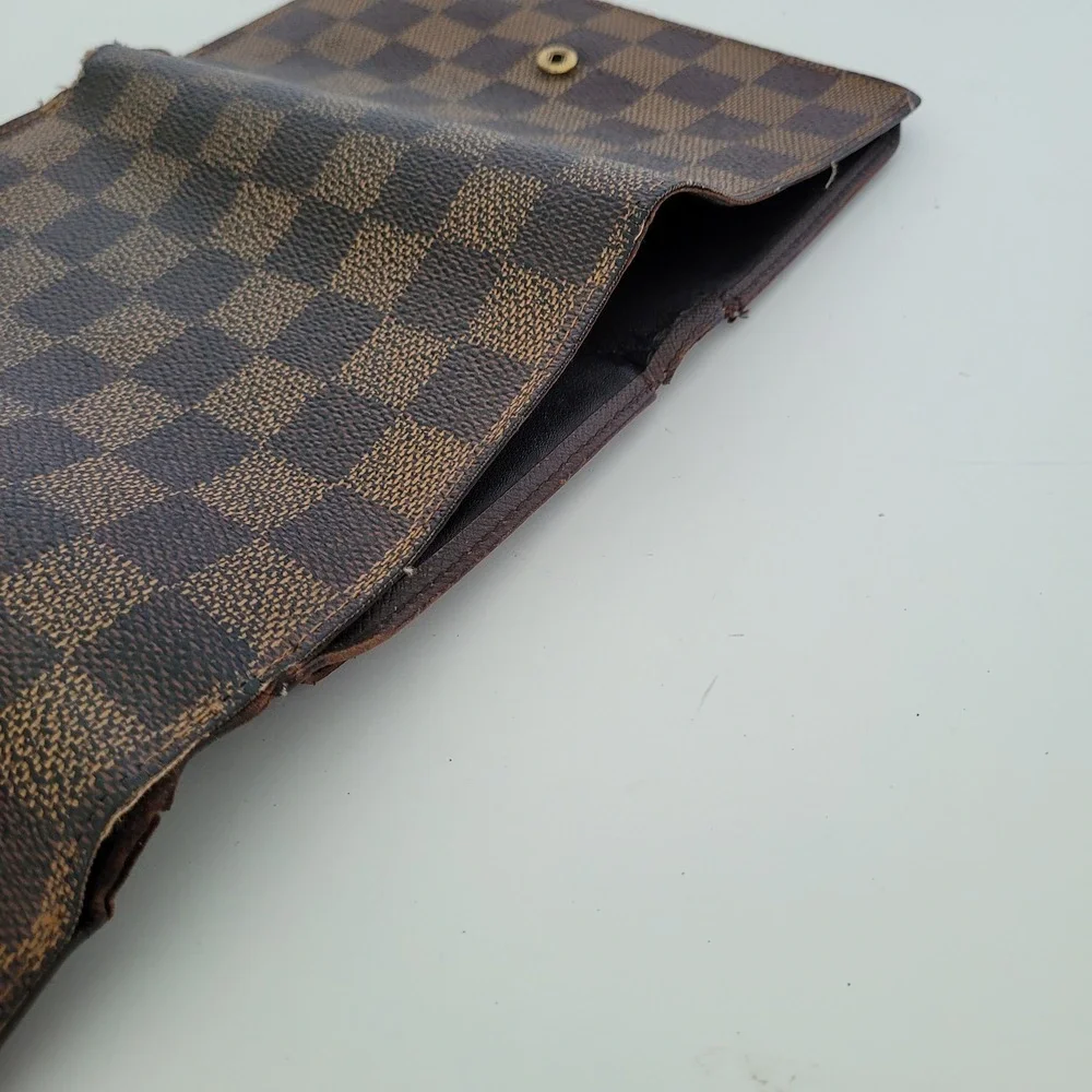 Louis Vuitton Damier Ebene Trifold Wallet Brown Checkered SP0073 France Fair